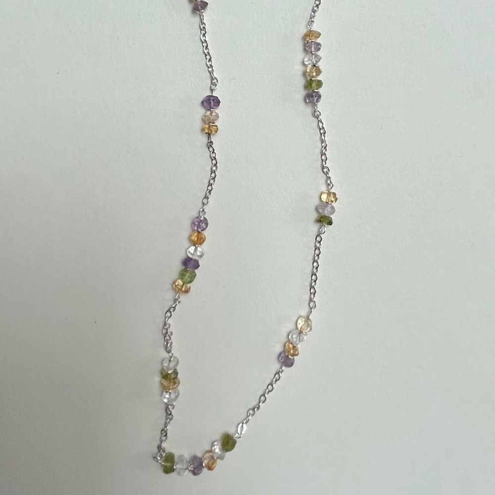 Amethyst, peridot, tourmaline, & quartz necklace